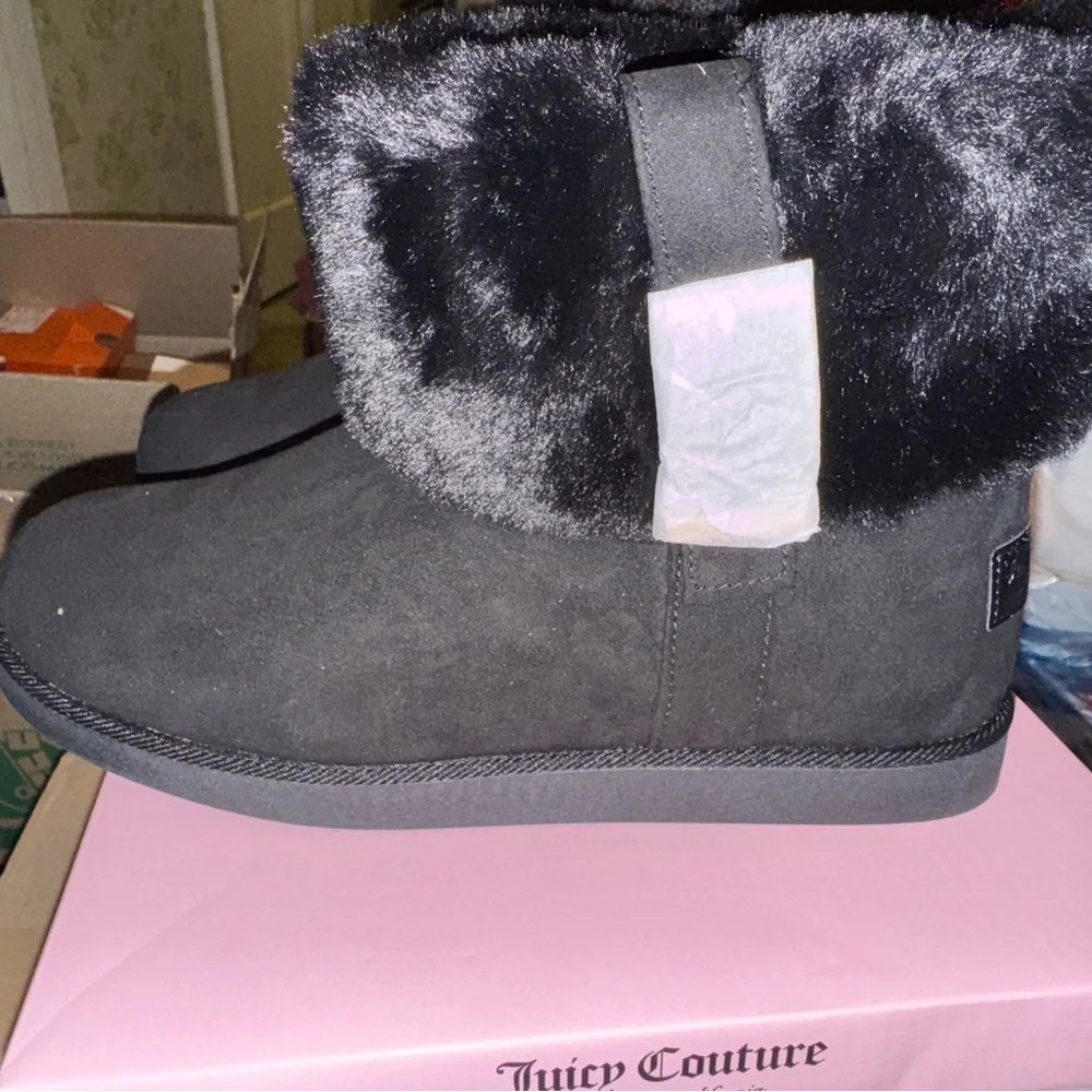 Juicy Couture Black Fur-Trimmed Women's Boots Klaire